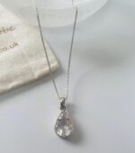 clear quartz 925 sterling silver pendent necklace