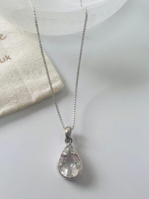 clear quartz 925 sterling silver pendent necklace