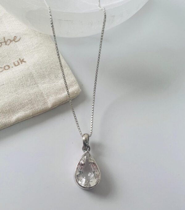 clear quartz 925 sterling silver pendent necklace