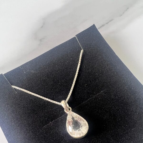 clear quartz 925 sterling silver pendent necklace