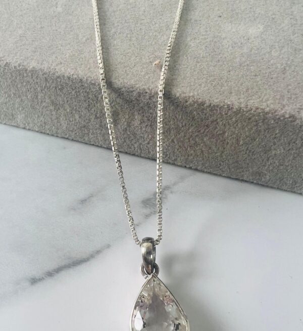 clear quartz 925 sterling silver pendent necklace