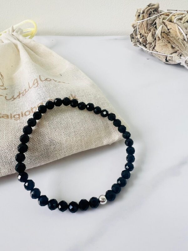 Faceted black tourmaline bracelet 4mm - Image 3