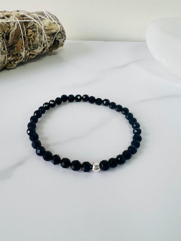 Faceted black tourmaline bracelet 4mm - Image 4