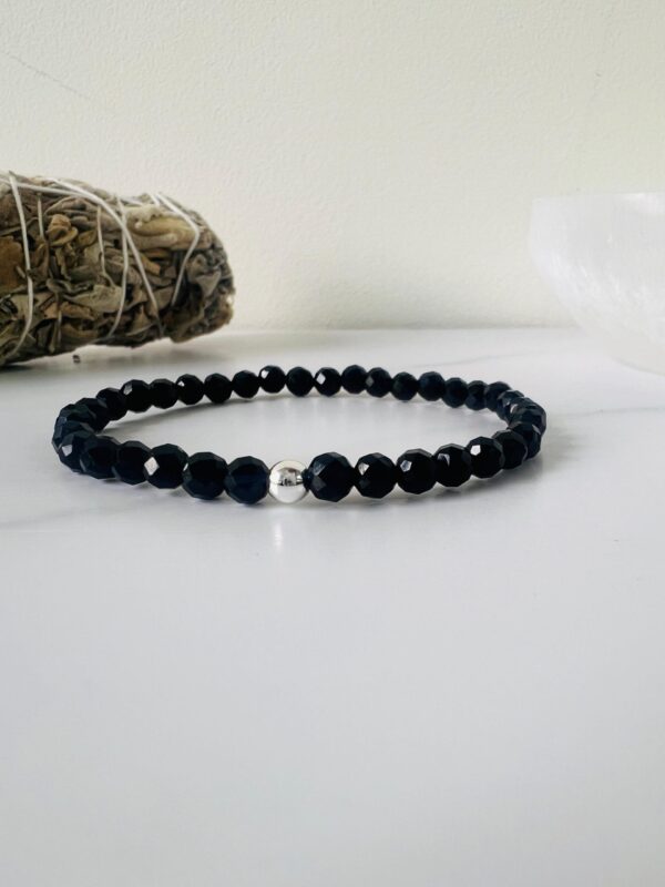 Faceted black tourmaline bracelet 4mm