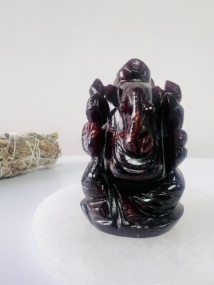 Hand- carved Red Garnet Ganesha