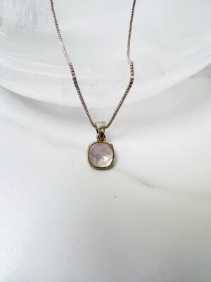 Rose Quartz Sterling Silver Pendant Necklace
