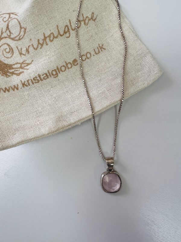 Rose Quartz Sterling Silver Pendant Necklace