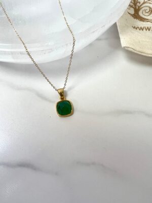 Green Onyx Sterling Silver Pendant Necklace