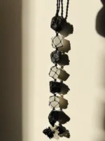 Selenite & Black tourmaline Hanging For Protection