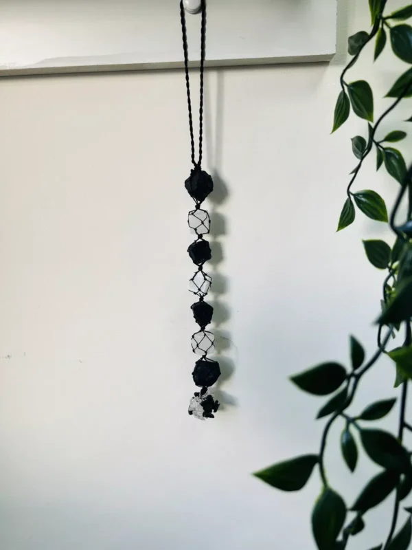 Selenite & Black tourmaline Hanging For Protection