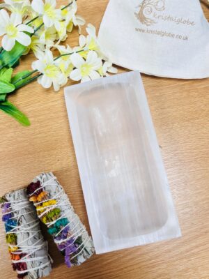 Large selenite rectangular tray 7.5''