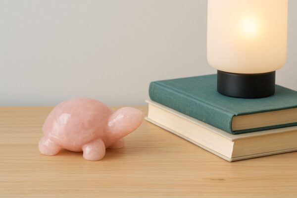 Natural Rose Quartz Turtle Figurine , Hand-Carved Crystal Stone for Healing, Protection, Love & Home Decor (55-60g, 6cm)