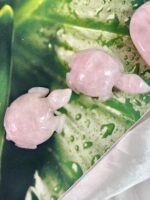Natural Rose Quartz Turtle Figurine , Hand-Carved Crystal Stone for Healing, Protection, Love & Home Decor (55-60g, 6cm)