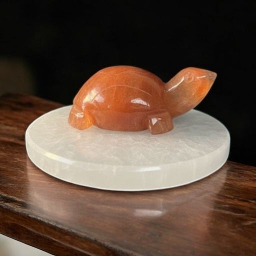 Natural Golden Quartz Turtle Figurine – Hand-Carved Healing Crystal Stone for Energy, Prosperity, Protection & Home Decor (85g, 7cm)