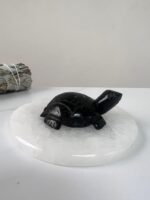 Black Tourmaline Turtle Figurine – Hand-Carved Healing Crystal Stone for Protection, Energy, Luck & Home Decor (50-60g, 6cm)