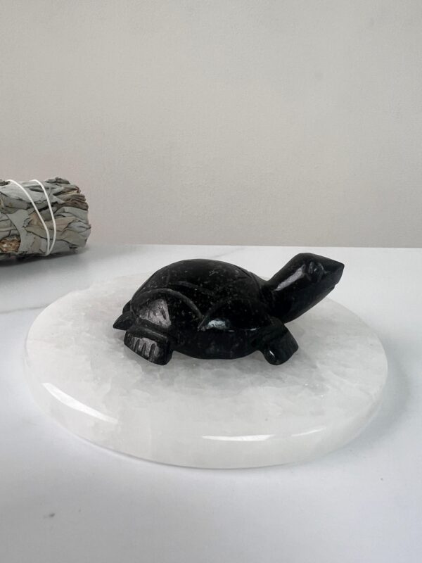 Black Tourmaline Turtle Figurine – Hand-Carved Healing Crystal Stone for Protection, Energy, Luck & Home Decor (50-60g, 6cm)