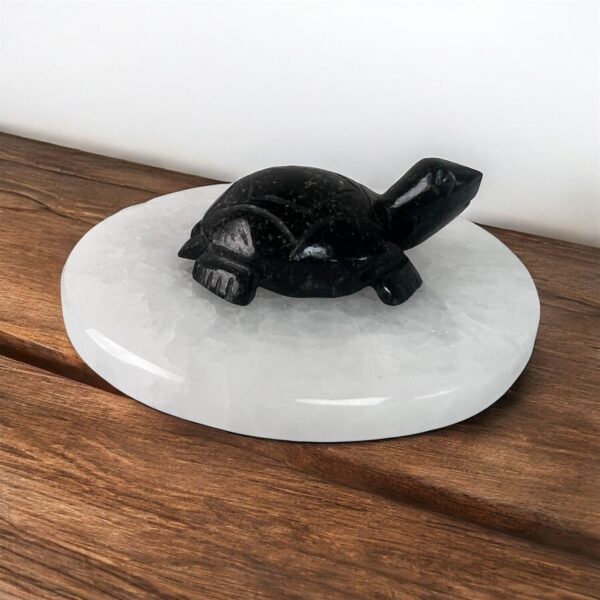 Black Tourmaline Turtle Figurine – Hand-Carved Healing Crystal Stone for Protection, Energy, Luck & Home Decor (50-60g, 6cm)