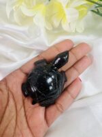 Black Tourmaline Turtle Figurine – Hand-Carved Healing Crystal Stone for Protection, Energy, Luck & Home Decor (50-60g, 6cm)