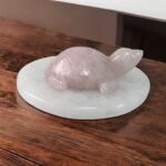 Natural Rose Quartz Turtle Figurine , Hand-Carved Crystal Stone for Healing, Protection, Love & Home Decor (55-60g, 6cm)