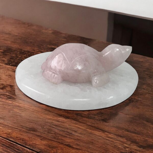 Natural Rose Quartz Turtle Figurine , Hand-Carved Crystal Stone for Healing, Protection, Love & Home Decor (55-60g, 6cm)