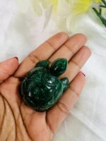 Green Jade Turtle Figurine – Hand-Carved Healing Crystal Stone for Prosperity, Protection, Luck & Home Decor (50-60g, 6cm)