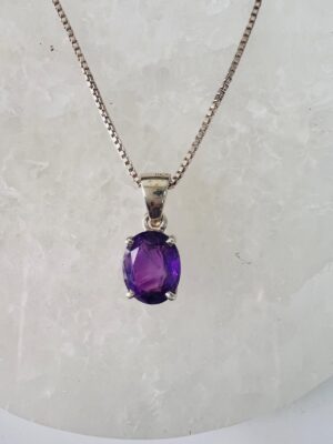 Amethyst  Sterling Silver Pendant Necklace