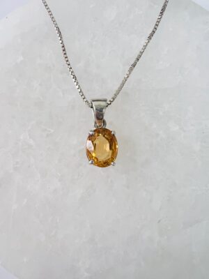 Citrine Sterling Silver Pendant Necklace