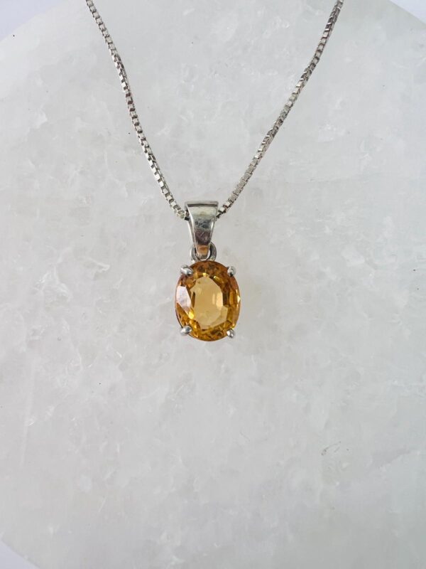 Citrine Sterling Silver Pendant Necklace