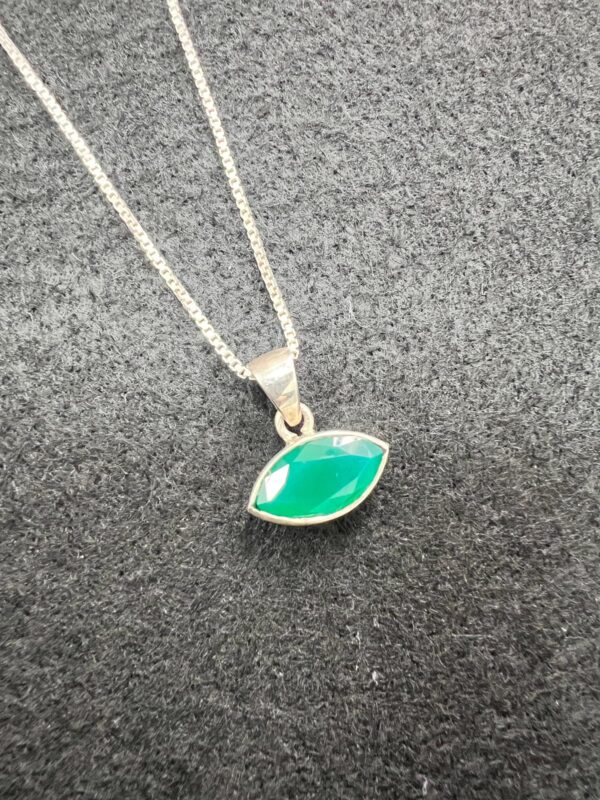 Green Onyx Sterling Silver Pendant Necklace