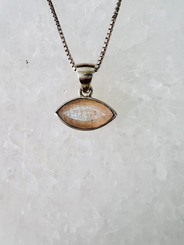 Rainbow Moonstone Sterling Silver Pendant Necklace