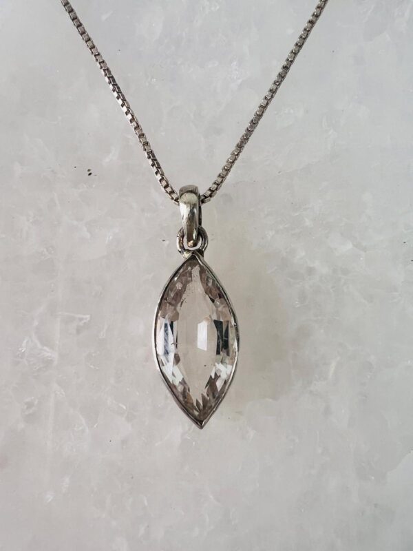 Clear Quartz Sterling Silver Pendant Necklace