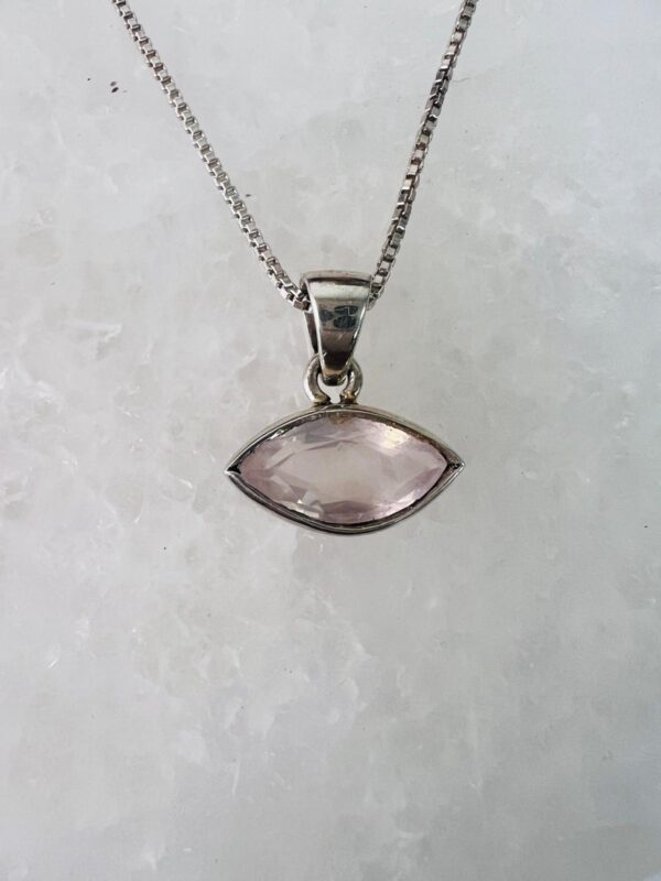 Rose Quratz Sterling Silver Pendant Necklace