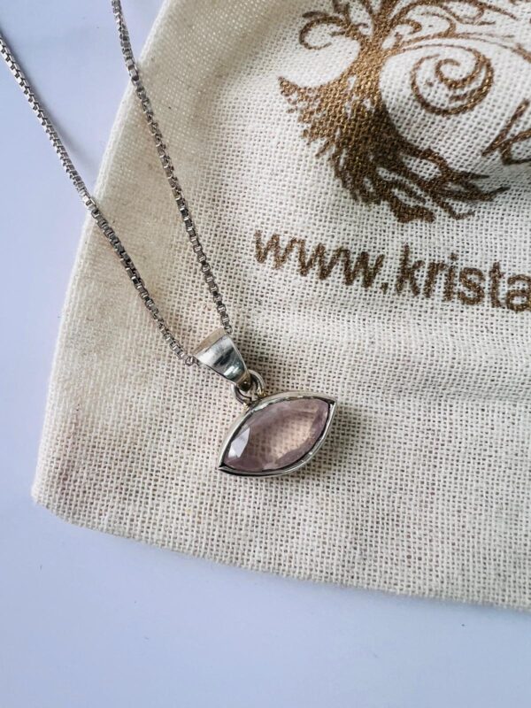 Rose Quratz Sterling Silver Pendant Necklace