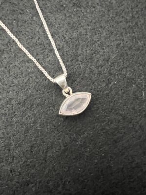 Rose Quratz Sterling Silver Pendant Necklace