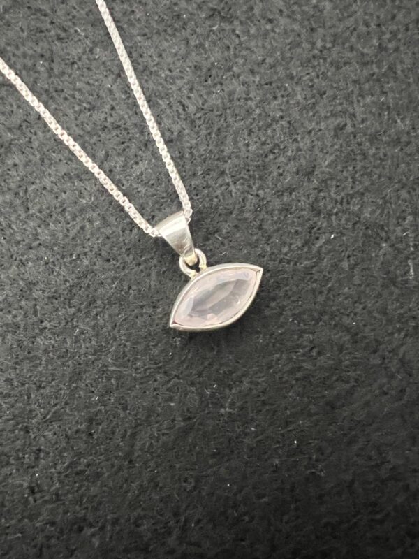 Rose Quratz Sterling Silver Pendant Necklace