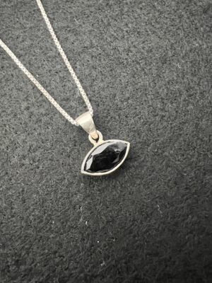 Black tourmaline Sterling Silver Pendant Necklace