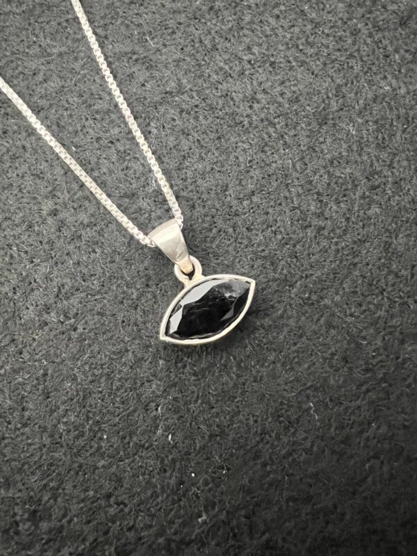 Black tourmaline Sterling Silver Pendant Necklace