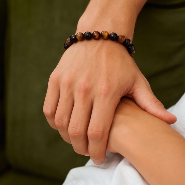 Black Onyx And Tigers Eye Bracelet