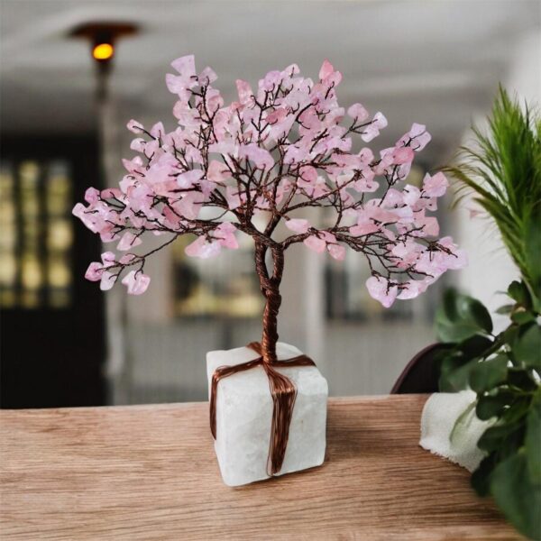 Rose Quartz Copper wire Crystal Tree 300 Crystals