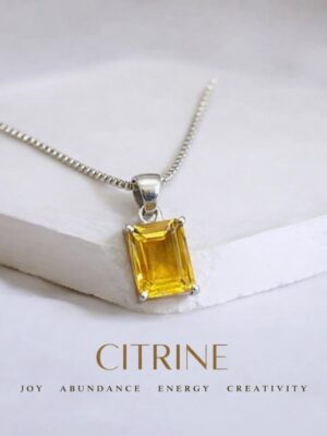 Citrine crystal necklace 925 sterling silver