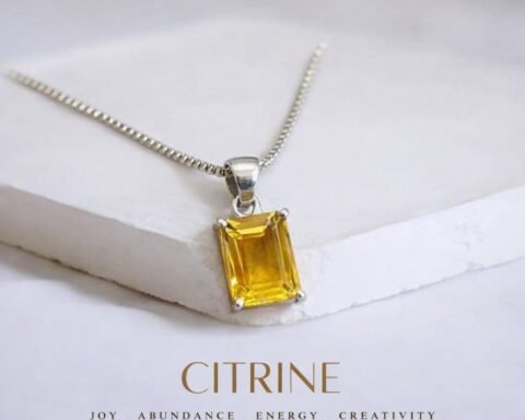 Citrine crystal necklace 925 sterling silver