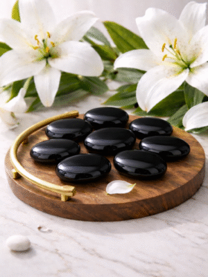 Black Onyx Crystal Palm Stone