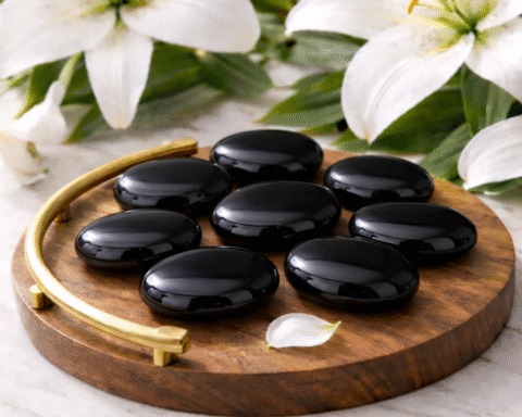 Black Onyx Crystal Palm Stone