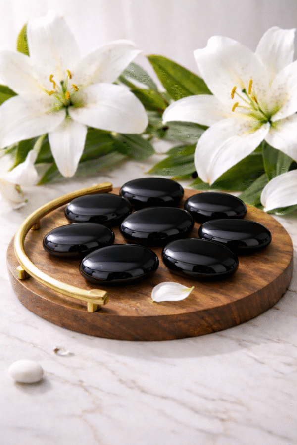 Black Onyx Crystal Palm Stone