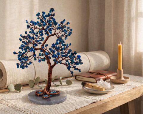 Apatite Copper wire crystal tree