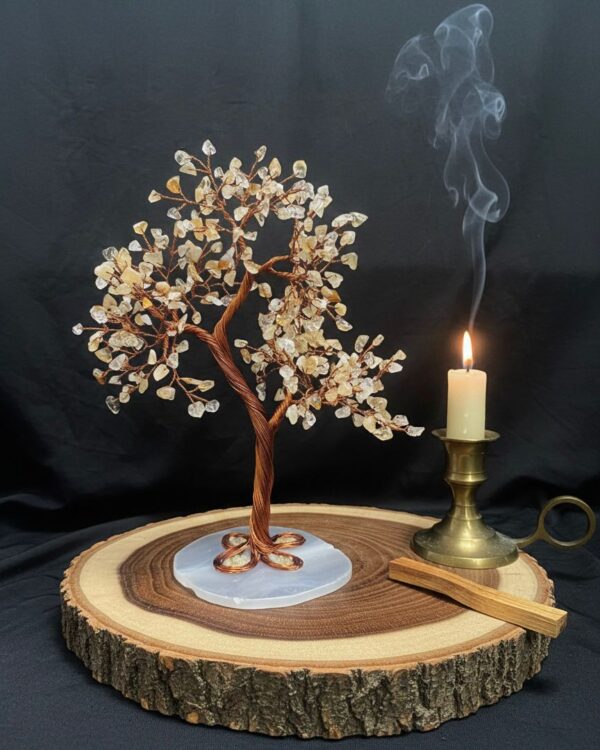 Citrine crystal tree copper wire
