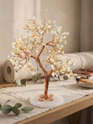 Citrine crystal tree copper wire