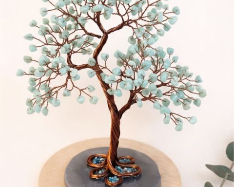 Amazonite Crystal Tree with 300 Stones & Copper Wire