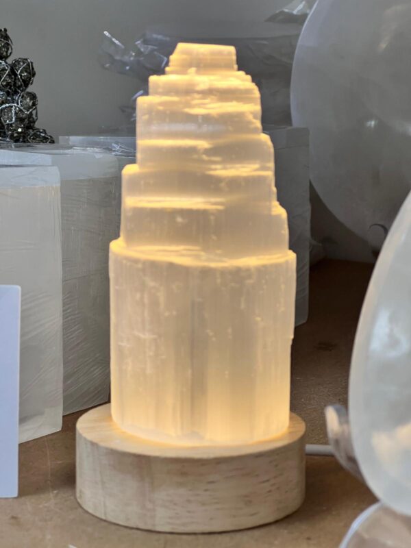 Mini Selenite Tower Lamp 10 cm