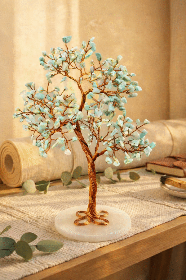 Amazonite Crystal Tree with 300 Stones & Copper Wire